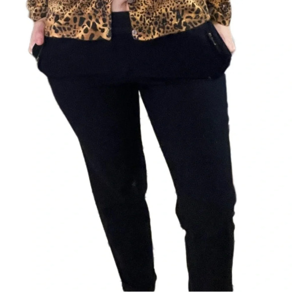 Forever 21 black elastic waist trouser pants with pockets stretchy - Picture 2 of 4